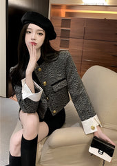Yujin Black Round Neck Tweed Jacket
