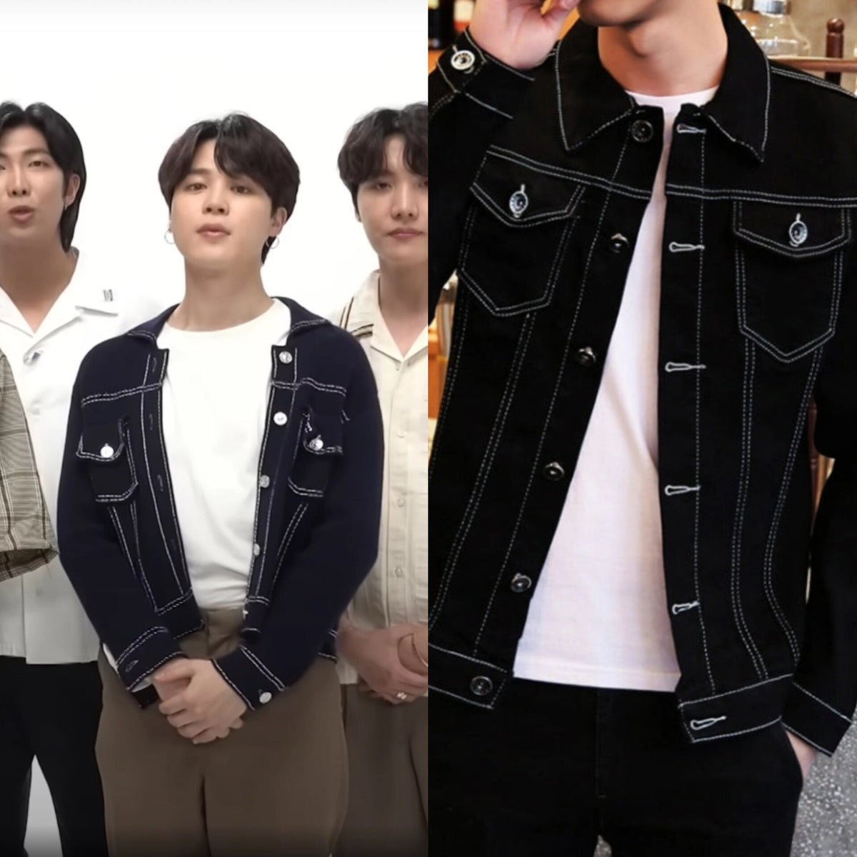 Jimin Noir Contrast Stitch Denim Jacket