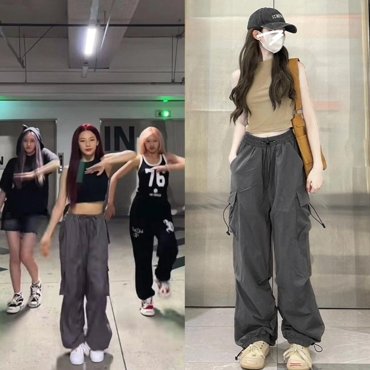 Ruka Grey Drawstring Cargo Pants