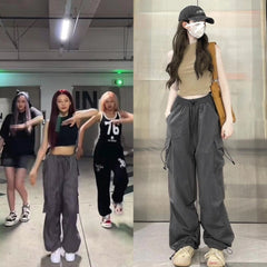 Ruka Grey Drawstring Cargo Pants