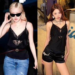 Black Lace Panel Camisole Top | Rose – BlackPink