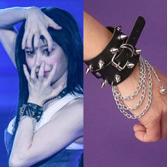 Chaeryeong Black Spiked Chain Bracelet