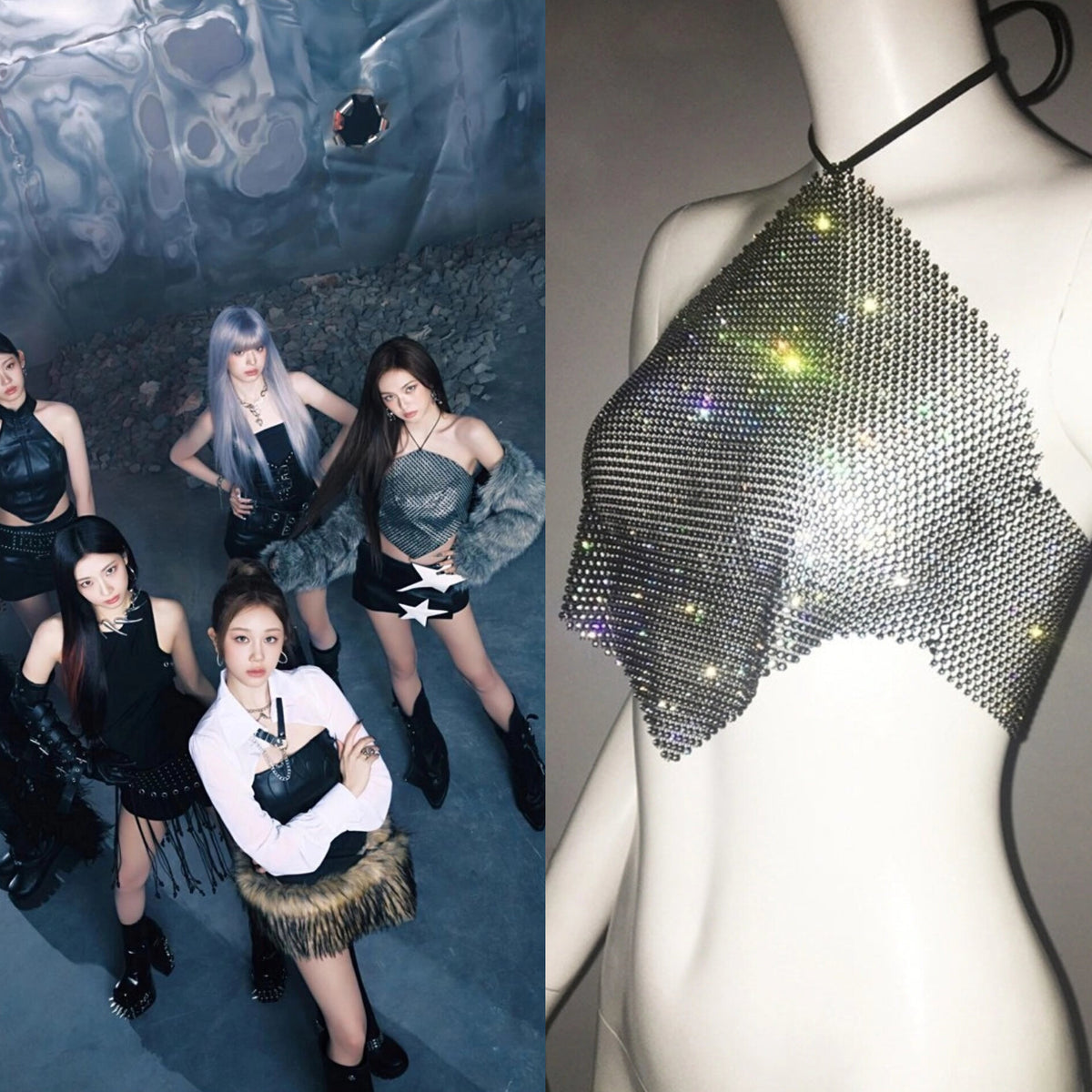 Chiquita Rhinestones Halter Crop Top