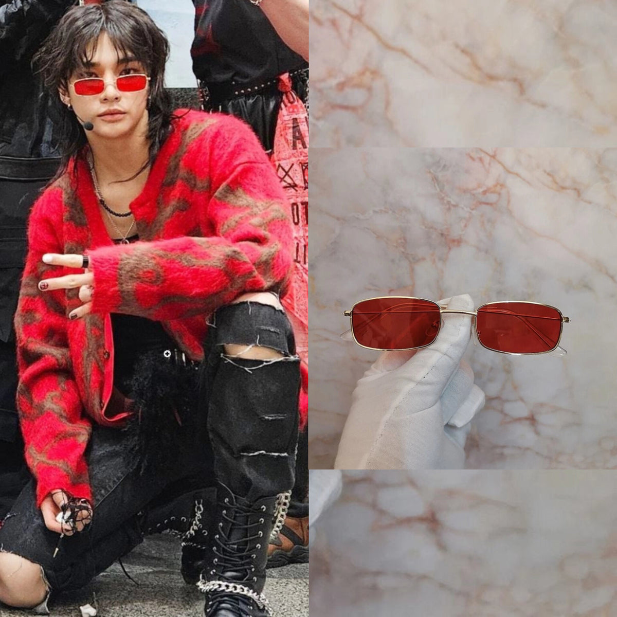 Hyunjin Red Vintage Sunglasses