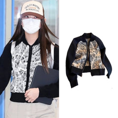 Black And White Abstract Pattern Jacket | Haerin – NewJeans