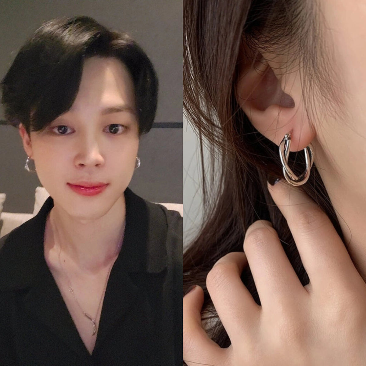Jimin Silver Circle Knot Earrings