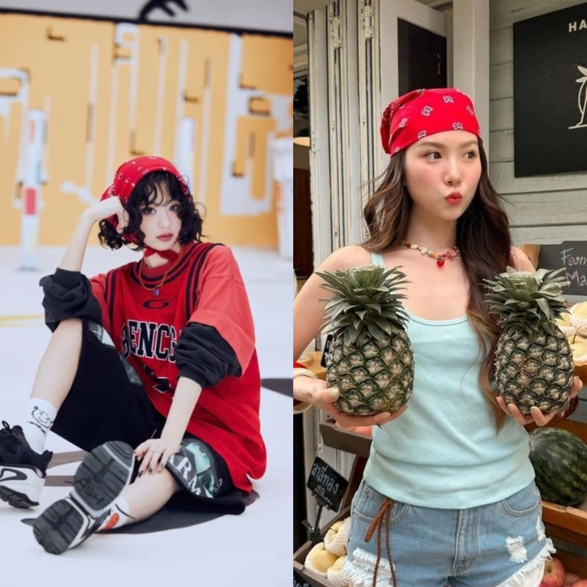 Ahyeon Red Cashew Print Bandana