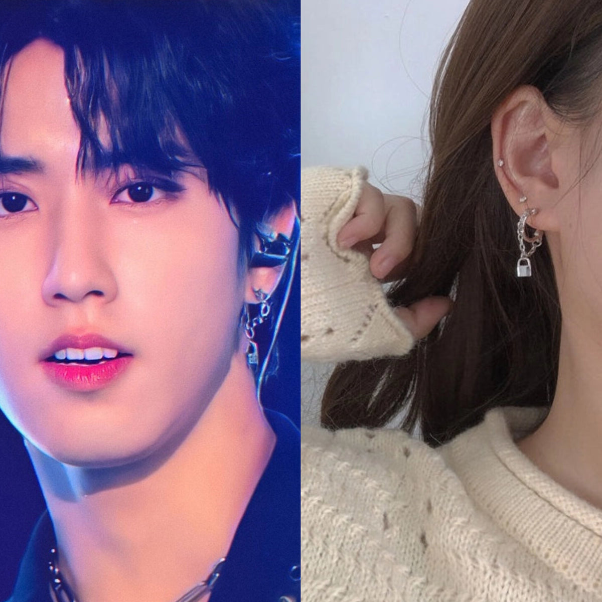 Jisung Padlock Chain Earrings