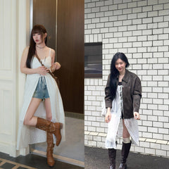 White Triple Lace Open Midi Sling Dress | Chaeryeong – ITZY