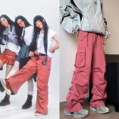 Iroha Pink Side Pleats Cargo Pants