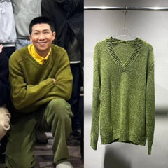 RM Olive V-Neck Knit Sweater