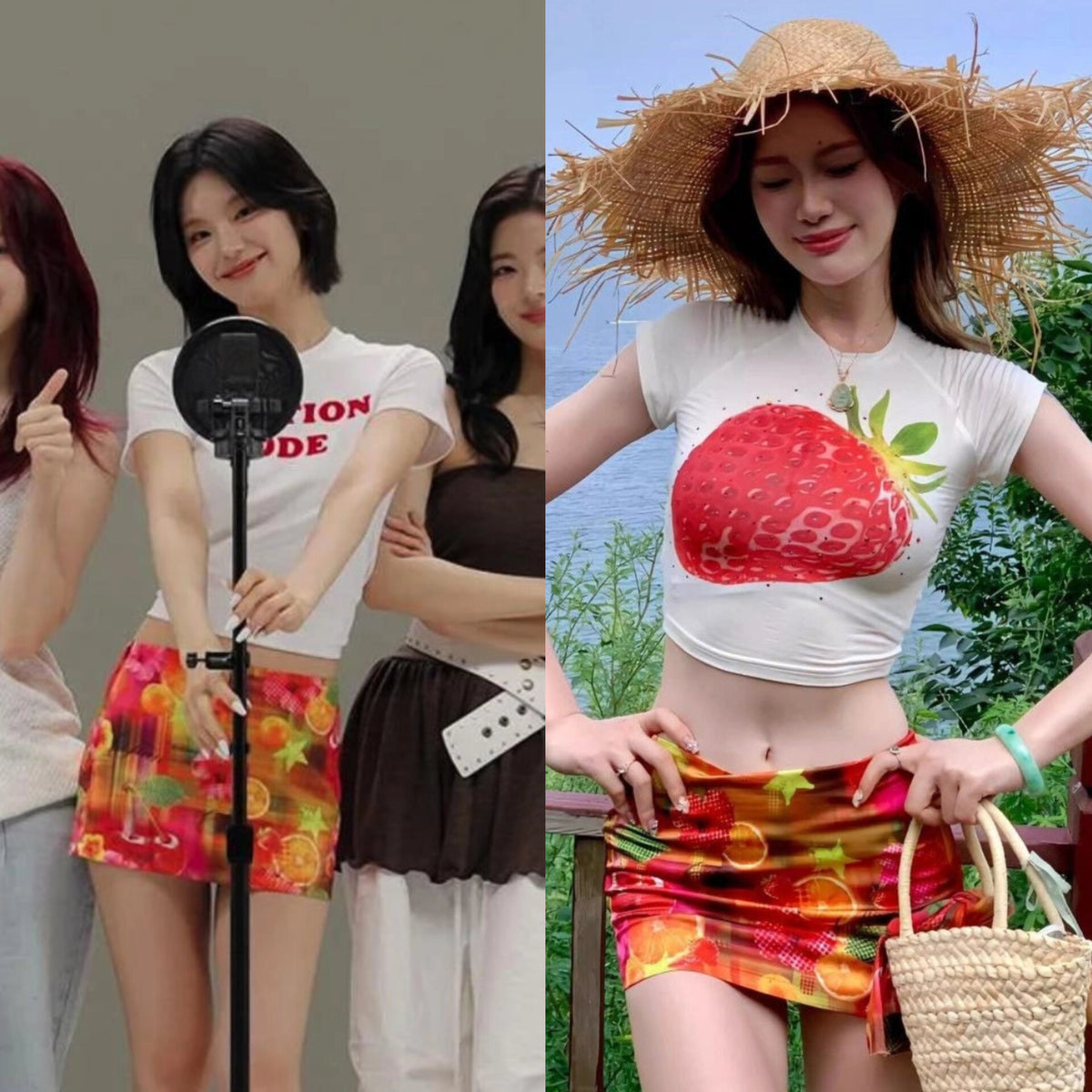 Yeji Crimson Tropic Mini Skirt