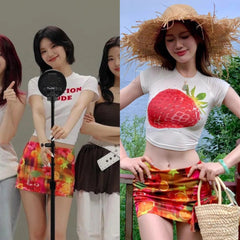 Yeji Crimson Tropic Mini Skirt