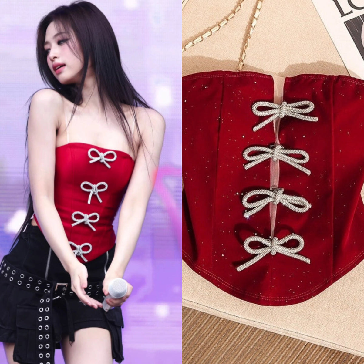 Ahyeon Corset Bowknot Accent Top