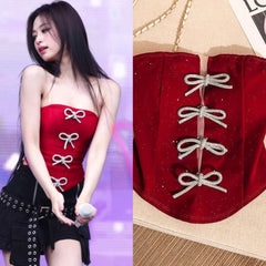 Ahyeon Corset Bowknot Accent Top