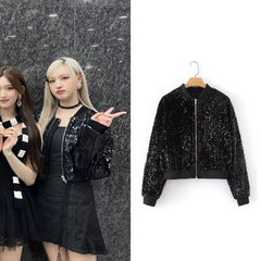 Liz Sparkly Sequin Cropped Jacket