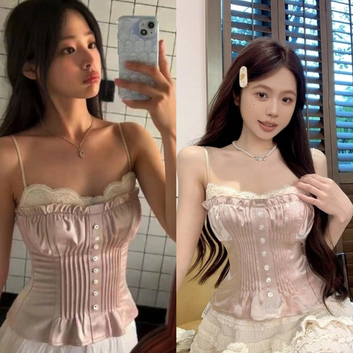Minji Blush Layered Pleated Top