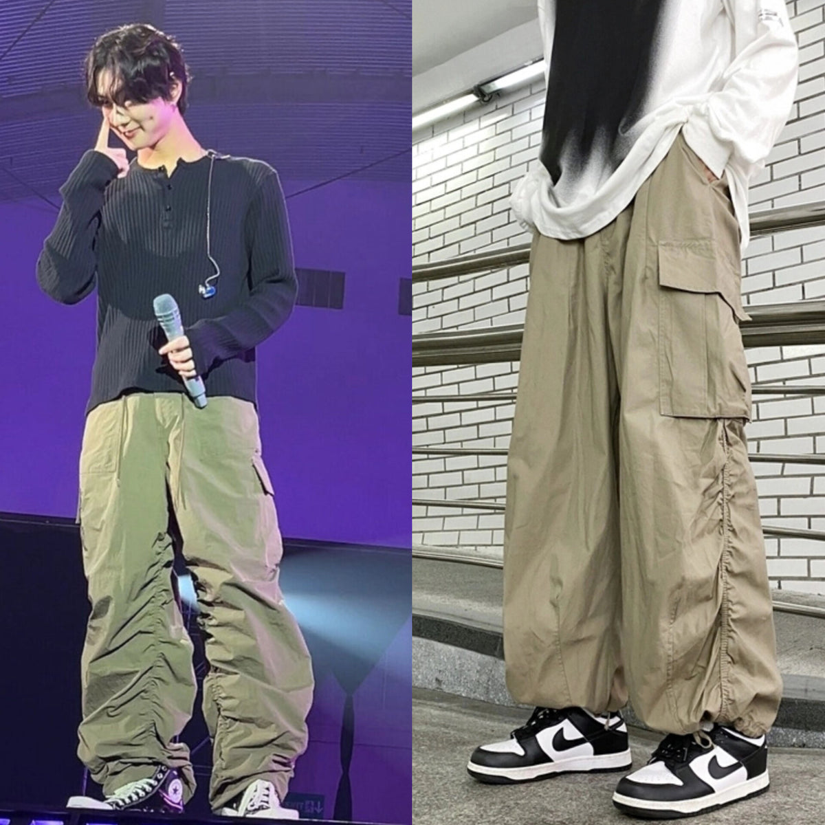 Jungwon Mocha Ruched Cargo Pants