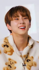 Beige Button Down Bear Pattern Pajama Set | Enhypen – Jungwon