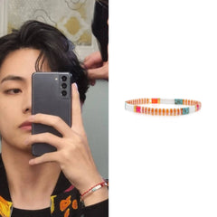Taehyung Tangerine Beaded Boho Bracelet