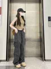 Ruka Grey Drawstring Cargo Pants
