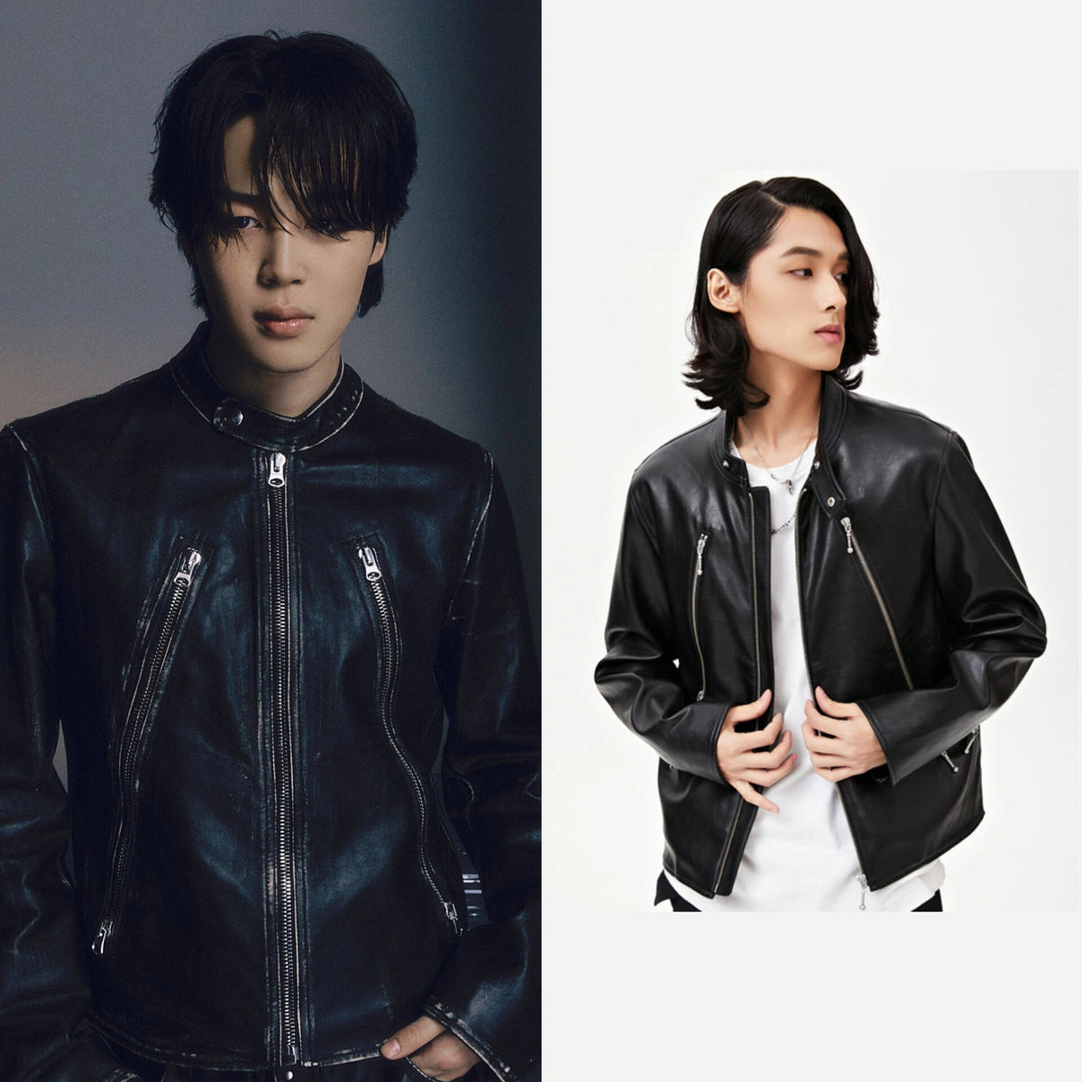 Jimin Noir Double-Zip Leather Jacket