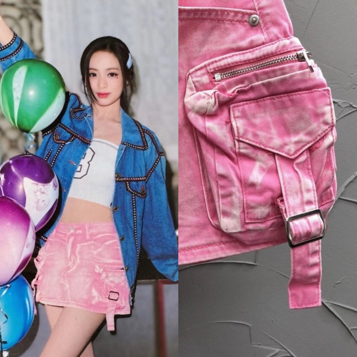 Ahyeon Acid Wash Cargo Skirt