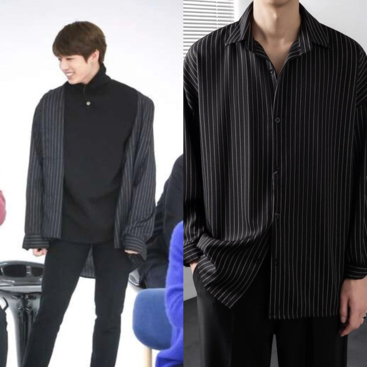 Jungkook Noir Striped Button-Down Shirt