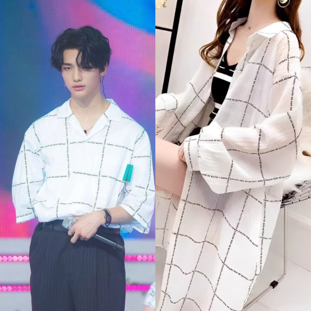 Hyunjin Letter Print Long Shirt