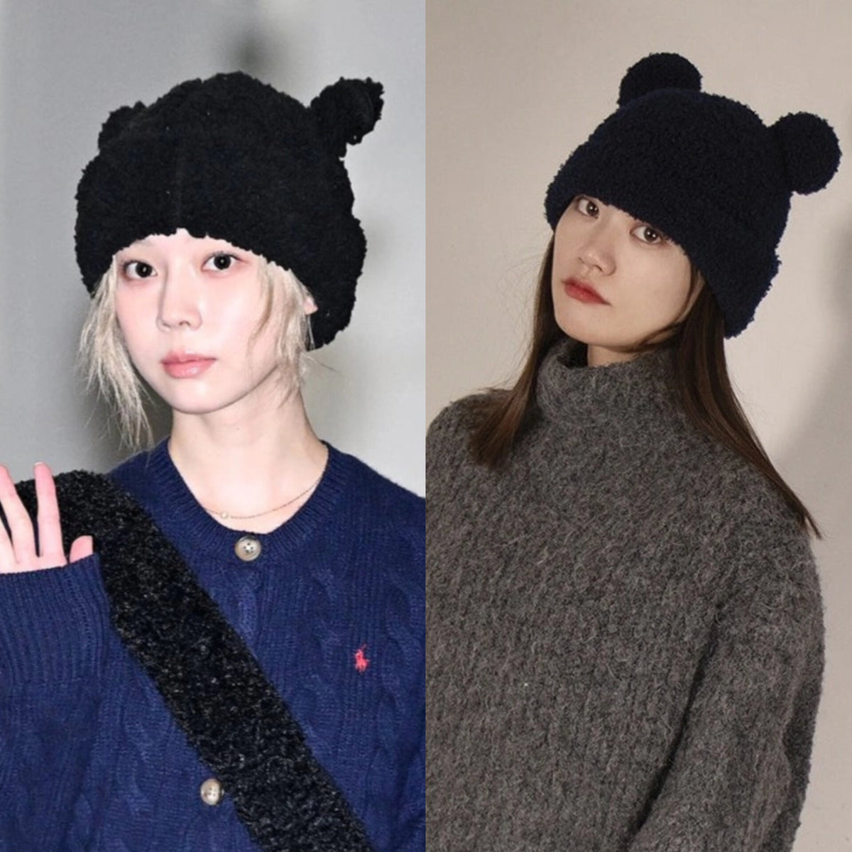 Winter Black Bear Ears Fur Hat