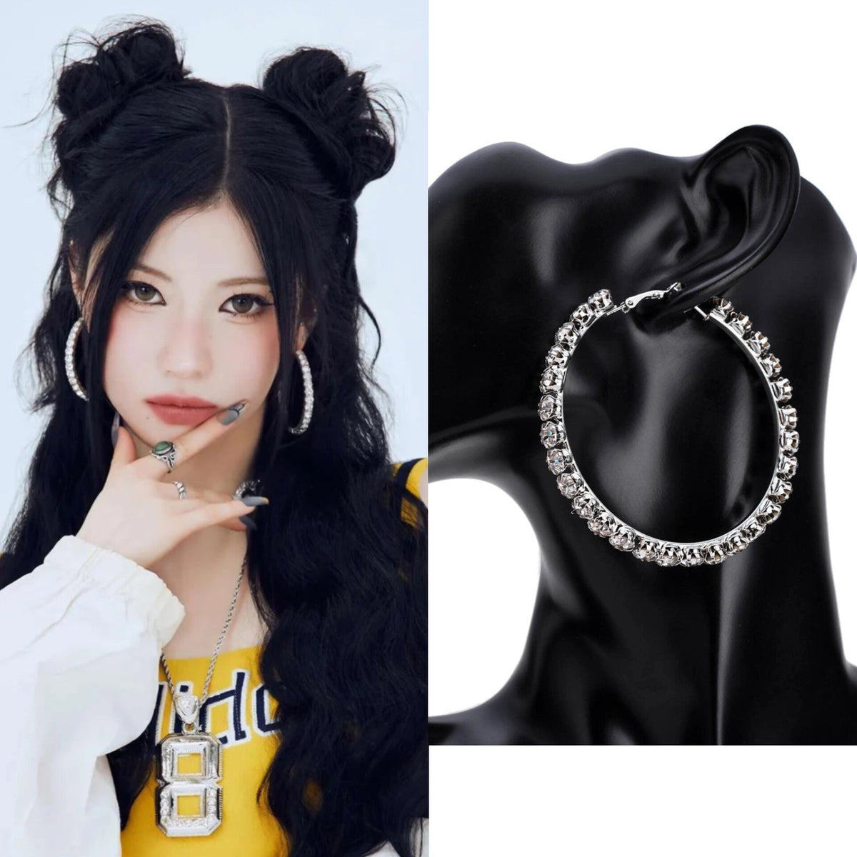 Asa Silver Crystal-Embedded Hoop Earrings