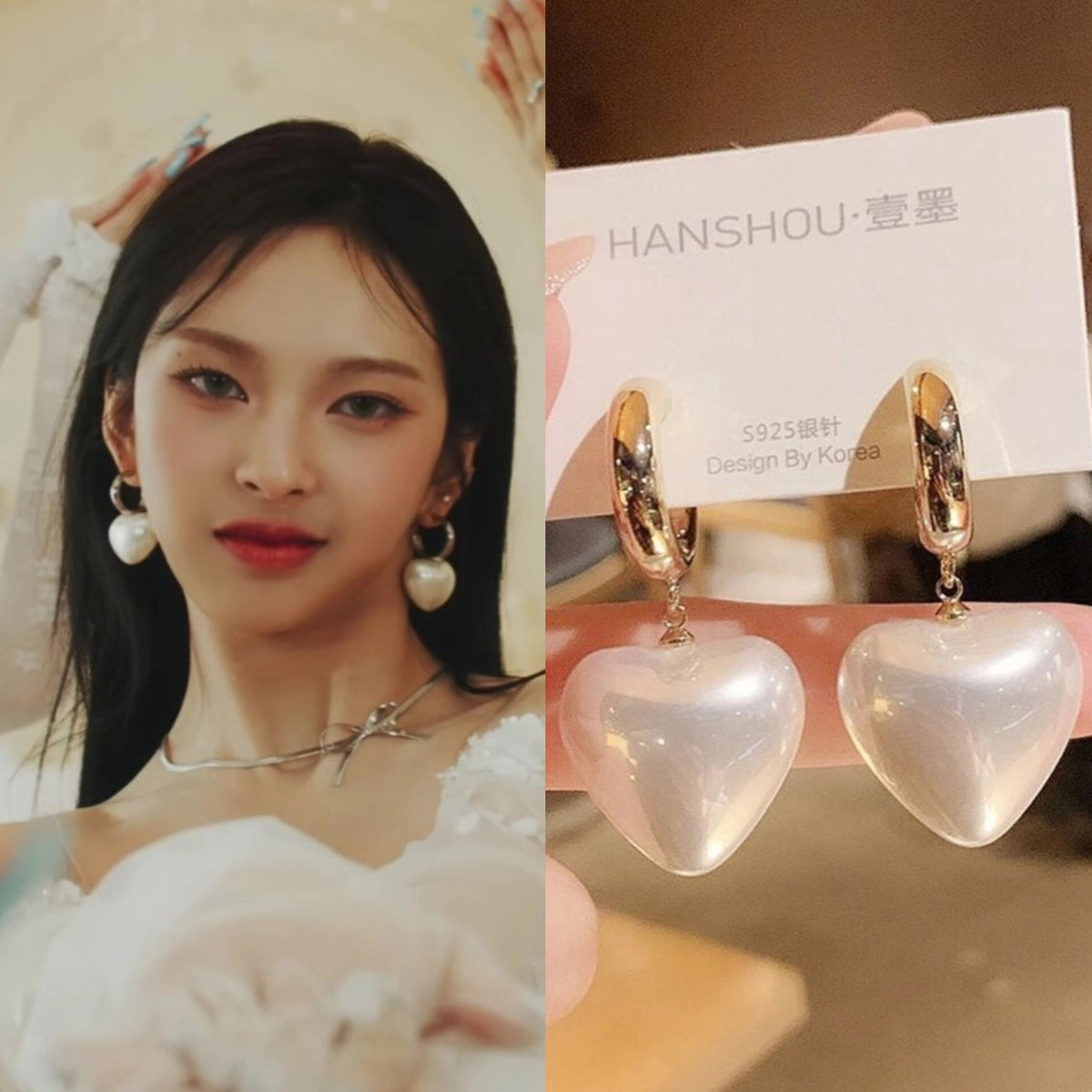 Chiquita Pearl Heart Hoop Earrings