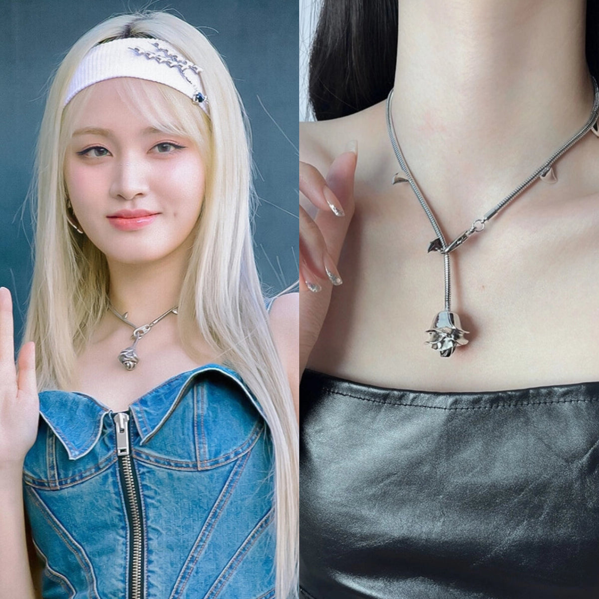 Liz Silver Rose Necklace