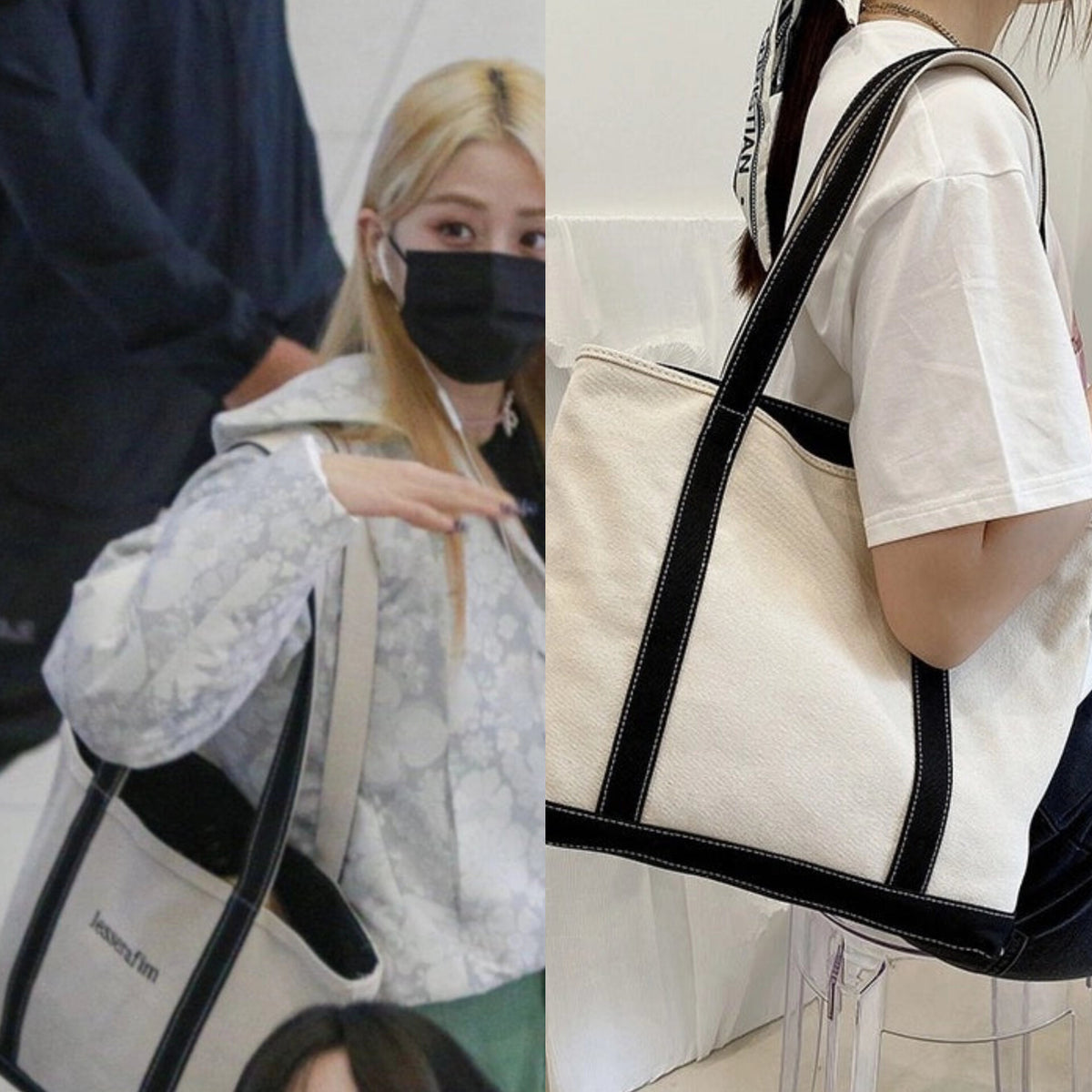 Yunjin White Canvas Tote Bag