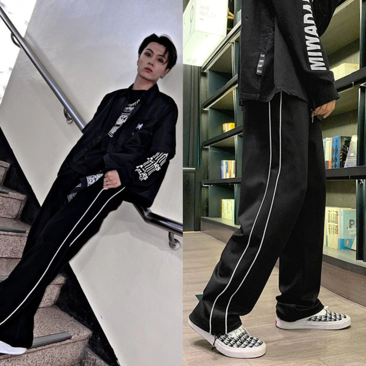 Jay Noir White-Trimmed Pants