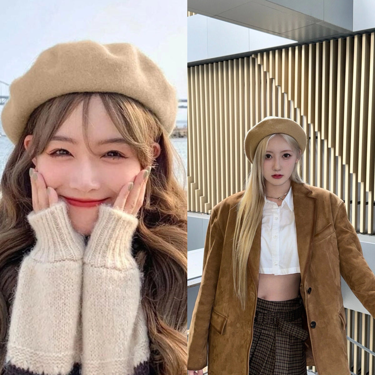 Rami Beige Classic Beret Hat