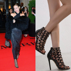 Jennie Fishnet Pattern Heels