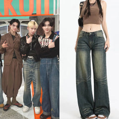 Sunoo Indigo Pleat-Washed Jeans