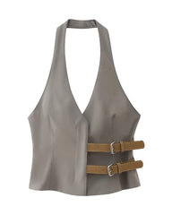 Chiquita Brown Halter Vest Top