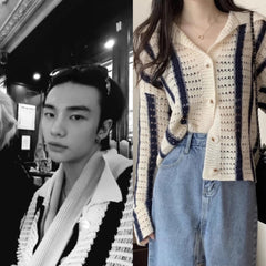 Hyunjin Striped Knot Cardigan