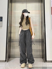 Ruka Grey Drawstring Cargo Pants