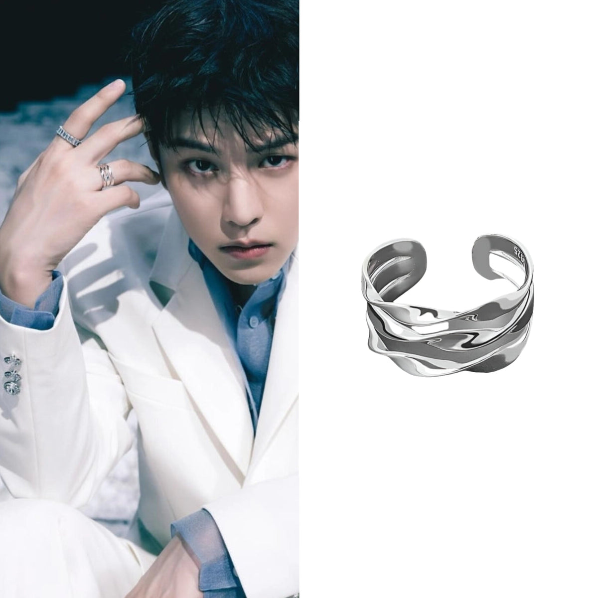Seungmin Silver Wave Ring