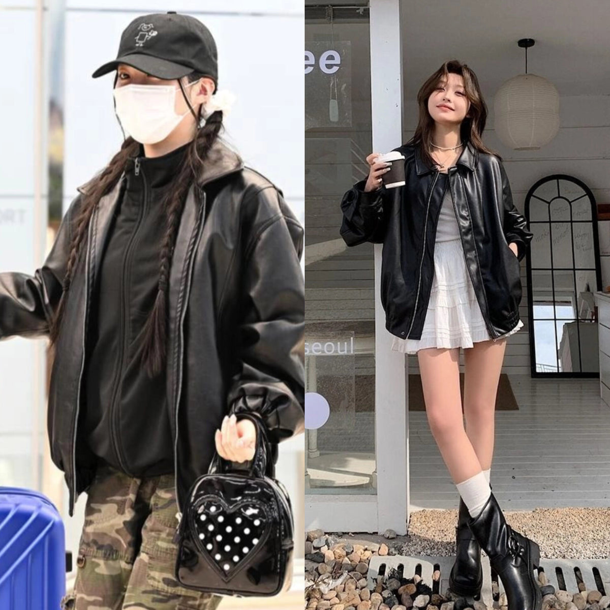 Asa Black Oversized Faux Leather Jacket