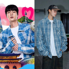 Jin Indigo Plaid Zip-Up Jacket