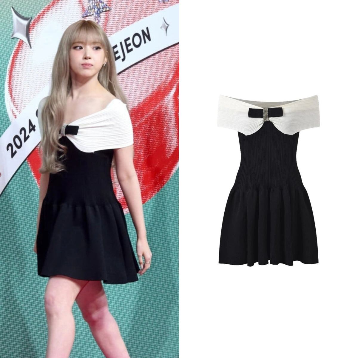 Jiwoo Bow Off-Shoulder Dress