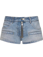 Ryujin Azure Zip Low-Rise Shorts