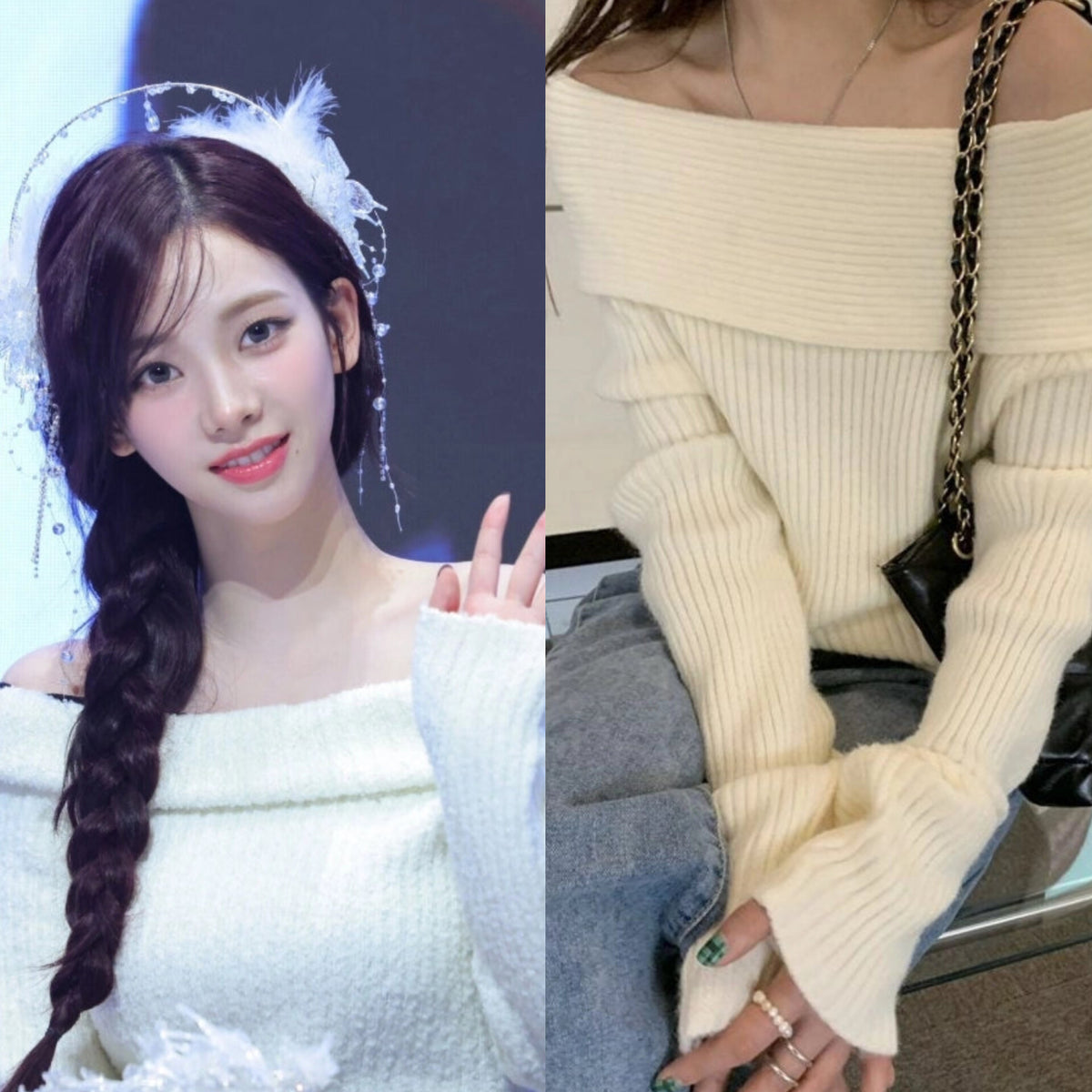 Karina Ribbed Off-Shoulder Sweater