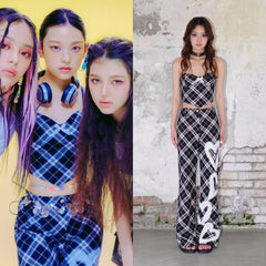 Black Heart Plaid Pants | Haerin – NewJeans