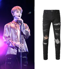 Jimin Noir Ripped Jeans