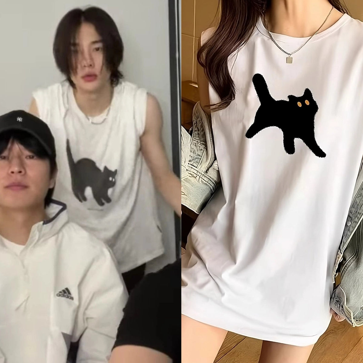 Hyunjin Spooked Cat Tee